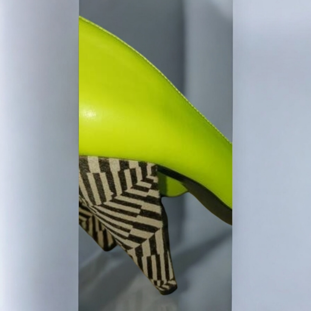 Steve Madden, Keyshia Cole Lime Green Heels with black and white heel - Picture 5 of 6